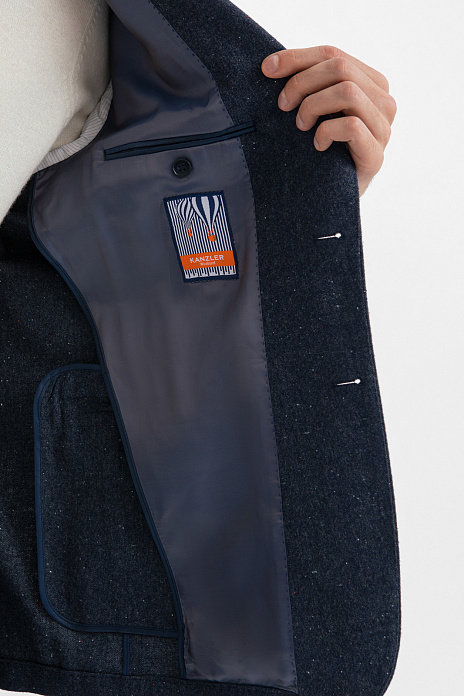 Синий пиджак из хлопка и шерсти, цвет Синий темный