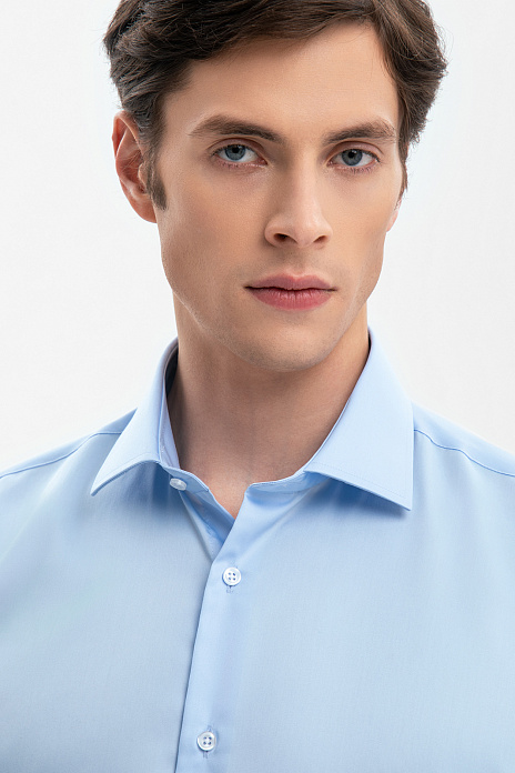 Сорочка с коротким рукавом из хлопка, устойчивая к сминанию, цвет Голубой