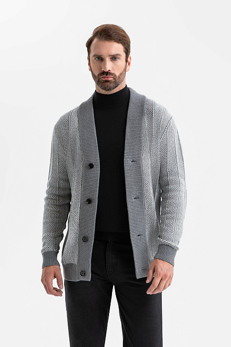 Кардиган из хлопка и кашемира, цвет Серый