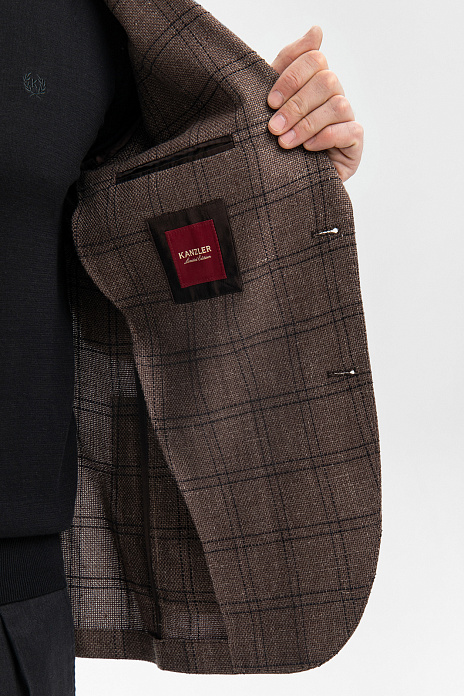 Пиджак из шерсти, льна и хлопка, лимитированная коллекция, цвет Коричневый