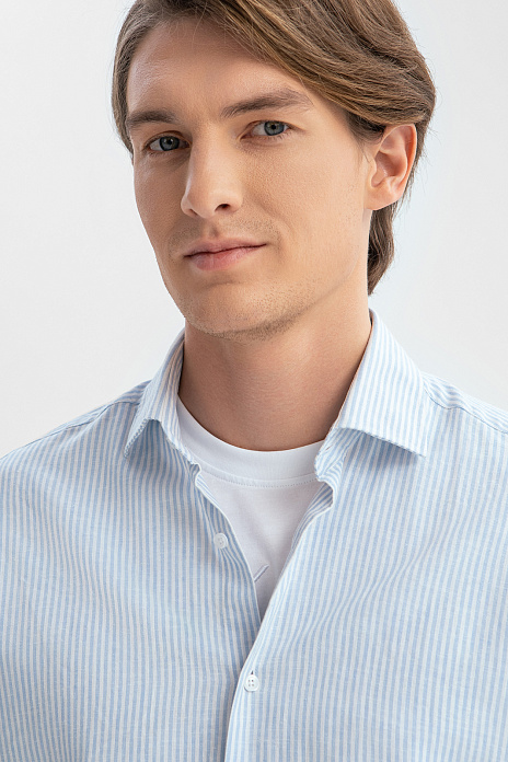 Сорочка с коротким рукавом из австрийской ткани Getzner, цвет Голубой светлый